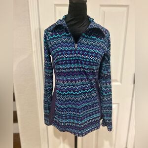 Columbia Blue and Purple Quarter-Zip Pullover Sweater, Size Medium